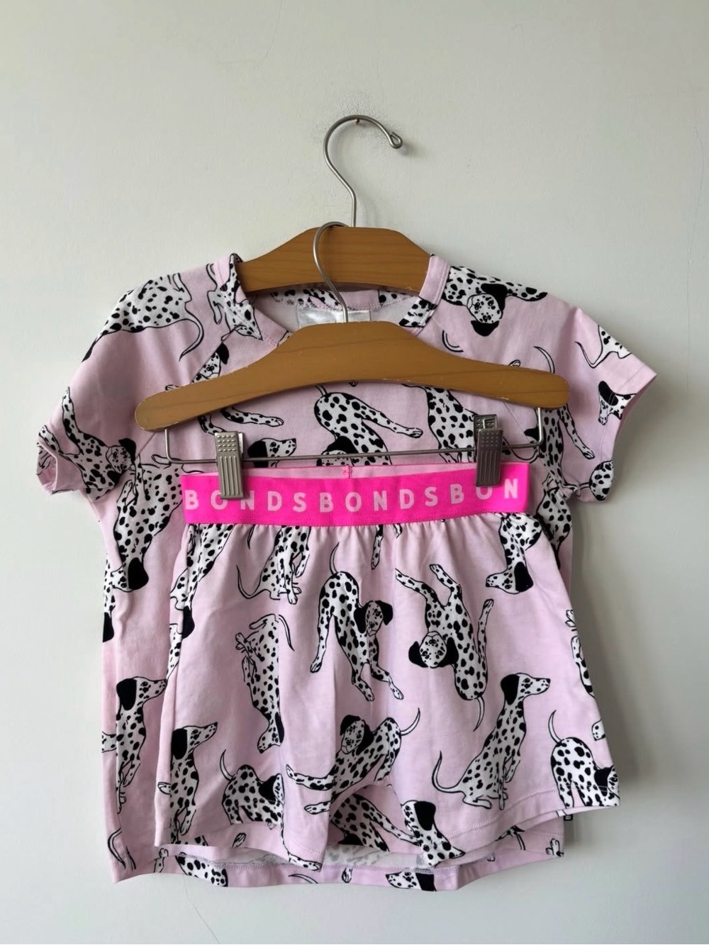 Bonds Pink Dalmatian-Print Baby Dress with Logo Waistband